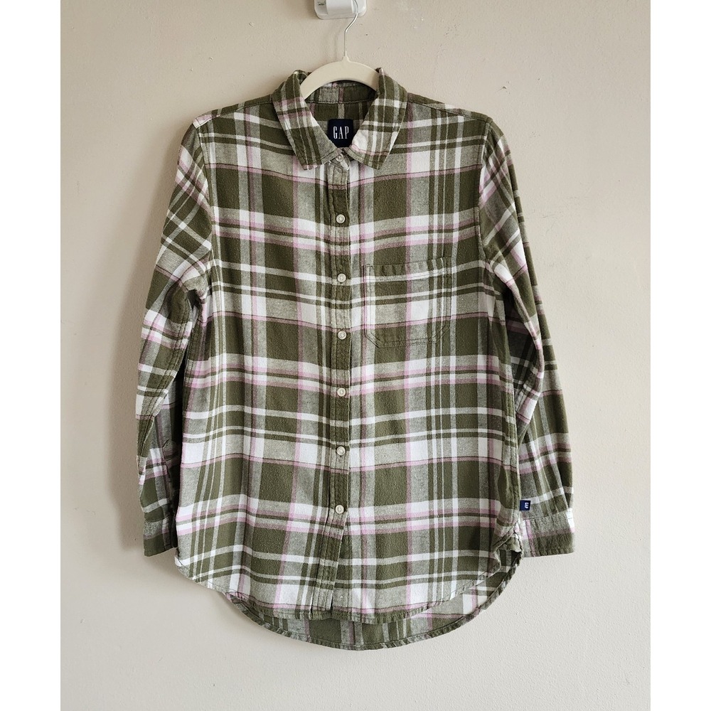 Gap Womens Boyfriend Classic Flannel Shirt XS Country Western Cowgirl Fall Plaid